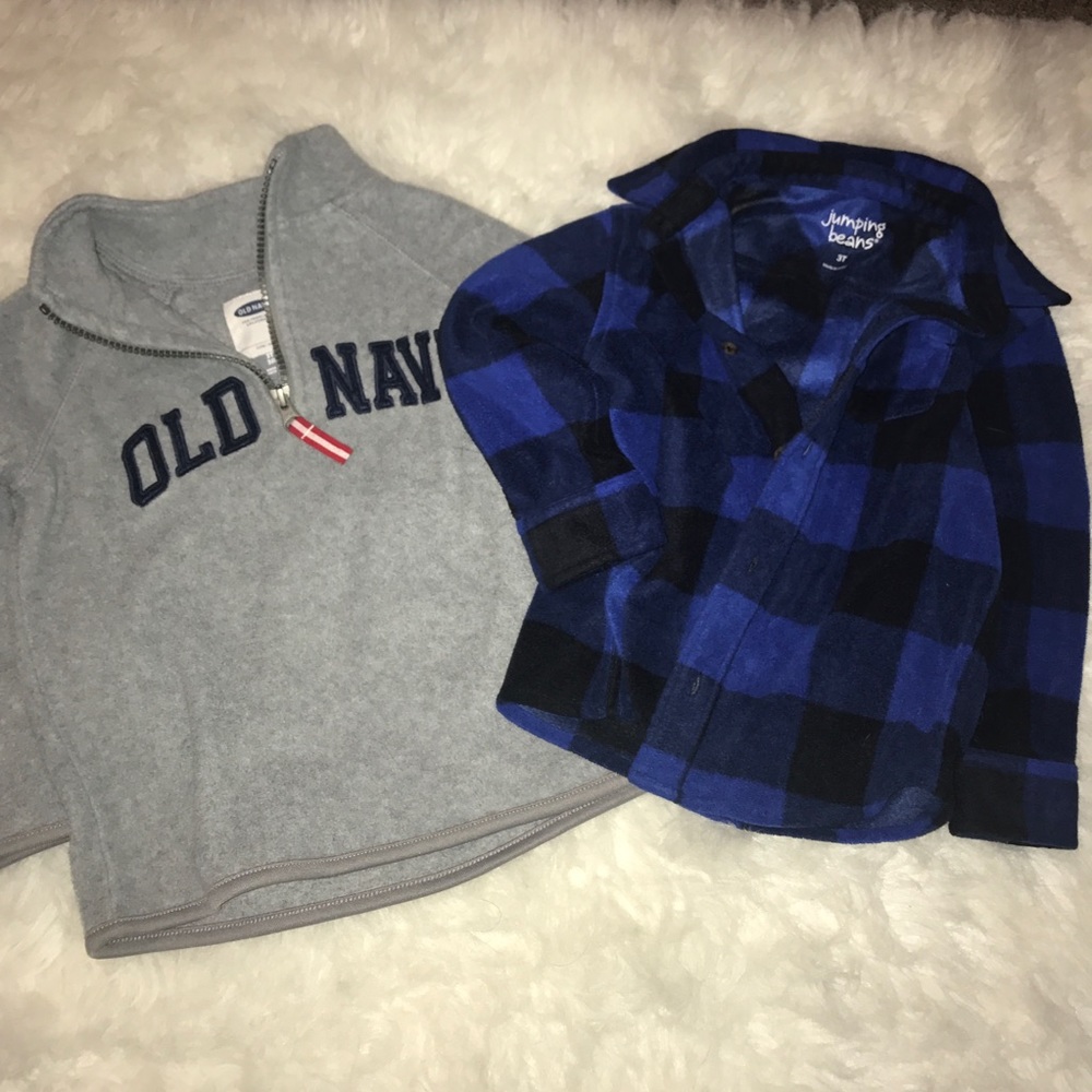Boys 3T fleece tops old navy pullover & plaid